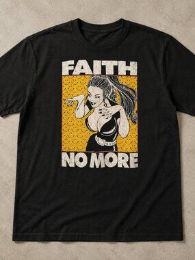 Faith No More Black Retro Graphic T-Shirt Alternative Rock Band Tee